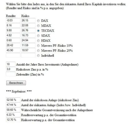 Bild: Mawero mit Funktion zur optimalen Kapitalaufteilung