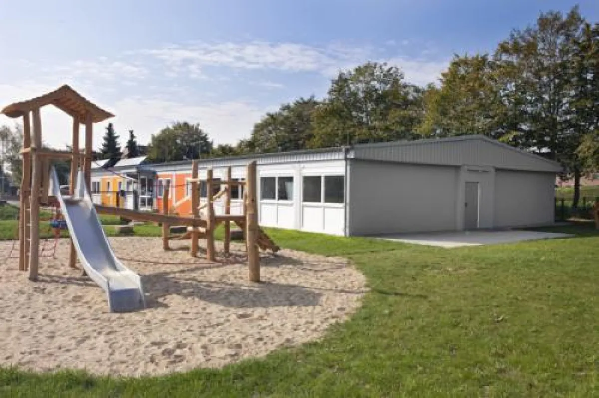 Der neue Kindergarten aus ELA Modulen der Stadt Kaarst.