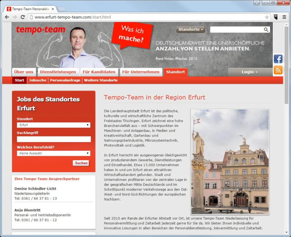 Neuer Job gesucht: Tempo Team Erfurt, Personalberatung, Personalvermittlung und Zeitarbeit
