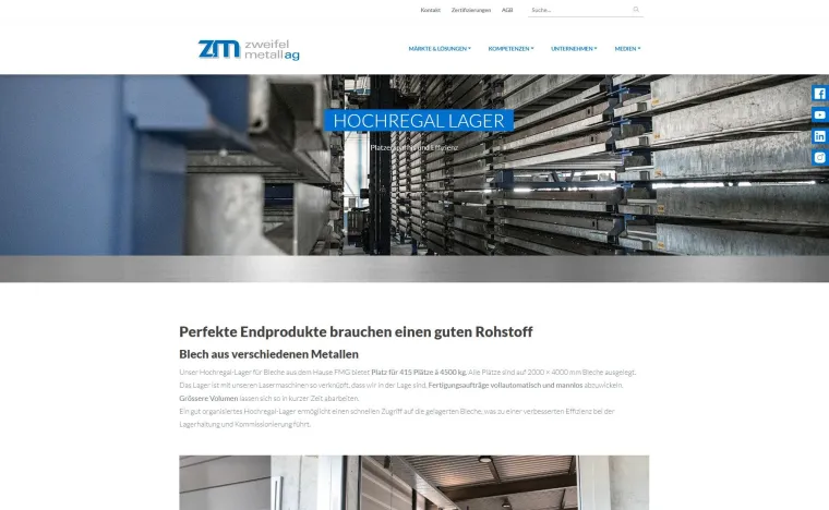 TYPO3 Relaunch für Zweifel Metall AG Bild: TYPO3 Relaunch für Zweifel Metall AG