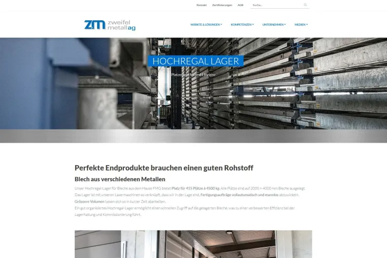 TYPO3 Relaunch für Zweifel Metall AG Bild: TYPO3 Relaunch für Zweifel Metall AG