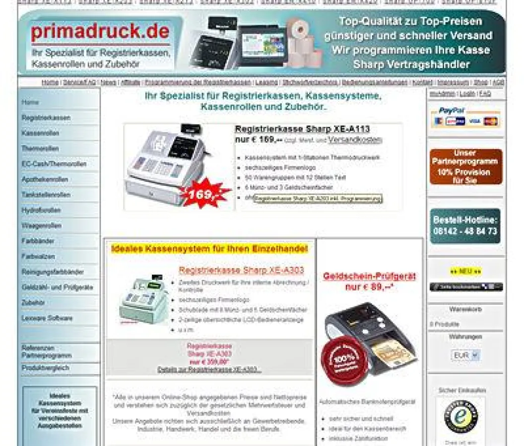 Online-Shop primadruck.de - Registrierkassen und Zubehör