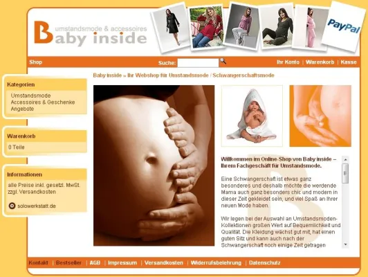 Bild: Neuer Webshop für Umstandsmode von Baby inside - Online einkaufen und bestellen für Schwangere