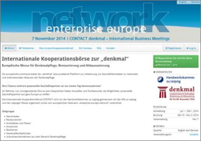 Internationale Kooperationsbörse CONTACT zur „denkmal“ 2014 Bild: Internationale Kooperationsbörse CONTACT zur „denkmal“ 2014