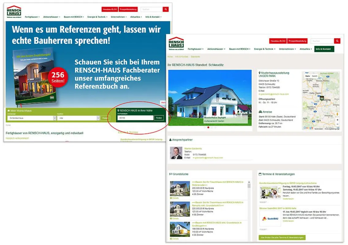 Regionale Umkreissuche Websitefunktion von Web-aktiv