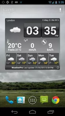 Bild: Widgets mit Uhr und Wetter – jetzt neu in WeatherPro for Android 2.2