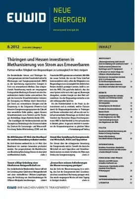 Bild: Thüringen und Hessen investieren in Methanisierung von Strom aus Erneuerbaren – EUWID NE 8/2012 erschienen