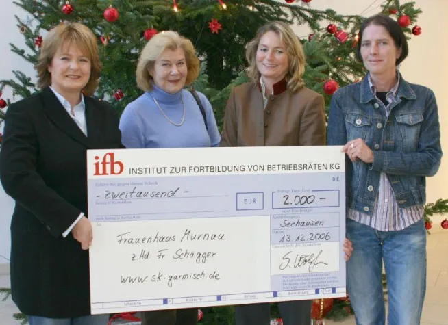 Bild: ifb KG spendet 2.000.- EUR für das Frauenhaus Murnau