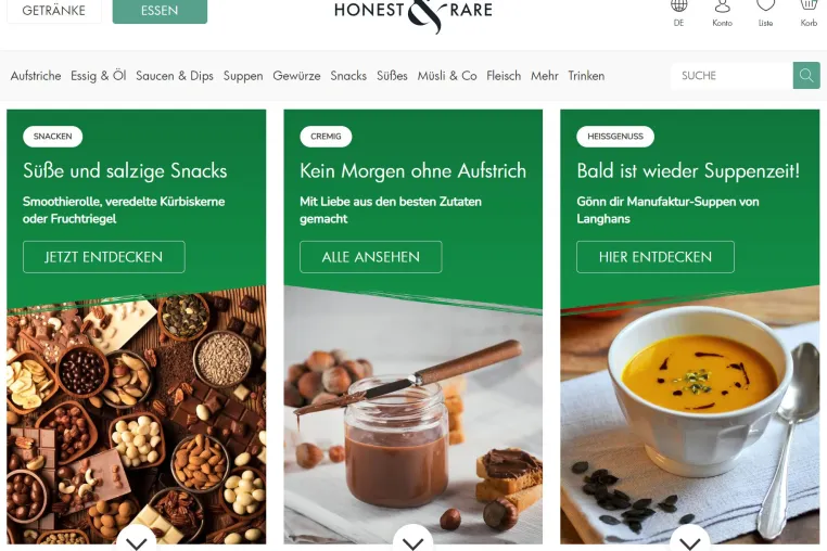 Bild: Online-Marktplatz Honest & Rare erweitert sein Angebot um Lebensmittel
