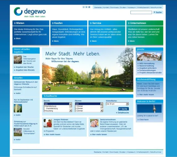 Aperto realisiert neuen Webauftritt für degewo Bild: Aperto realisiert neuen Webauftritt für degewo