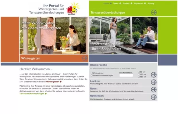 Endkundenportal für Wintergärten und Terrassendächer gestartet Bild: Endkundenportal für Wintergärten und Terrassendächer gestartet
