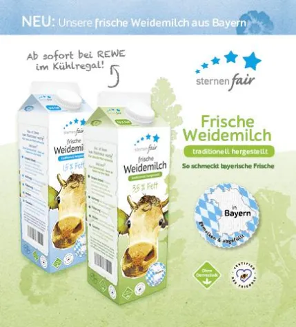 Bild: Neue Frische im Kampf um gute Milchpreise - Frische Weidemilch von 'sternenfair'
