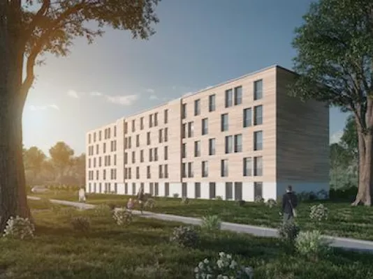 Bild: Strenger stellt innovatives Konzept für Flüchtlingswohnbau vor
