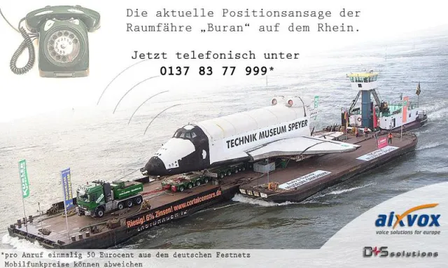 Raumfähre Buran verrät ihre aktuelle Position am Telefon Bild: Raumfähre Buran verrät ihre aktuelle Position am Telefon