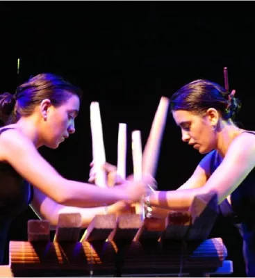 Bild: Konzerteinladung: Das baskische Du Ttukunak - Txalaparta | 1.7.2011 Schloss Ahaus