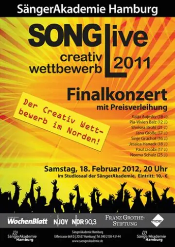 Bild: 20 Jahre bundesweiter SONGLive Creativ Wettbewerb im Bereich 'Pop'