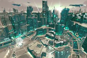 Bild: Die Grafik von A.I. Invasion: bezaubernde Landschaften und eine Stadt der Zukunft