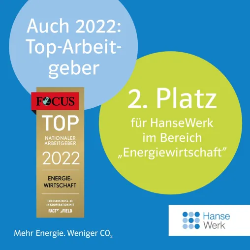 Beste Arbeitgeber Deutschlands: kununu zeichnet HanseWerk aus - Platz 2 in der Energiebranche Bild: Beste Arbeitgeber Deutschlands: kununu zeichnet HanseWerk aus - Platz 2 in der Energiebranche