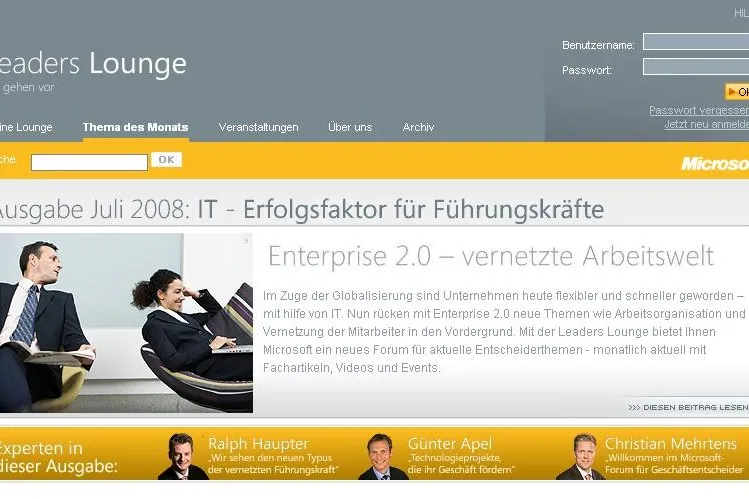 Bild: Microsoft vertraut bei Leaders Lounge auf contentXXL-CMS