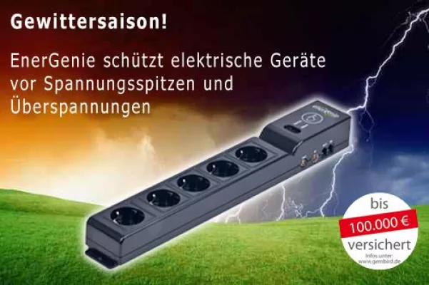 Sommergewitter: EnerGenie schützt elektrische Geräte vor Spannungsspitzen Bild: Sommergewitter: EnerGenie schützt elektrische Geräte vor Spannungsspitzen