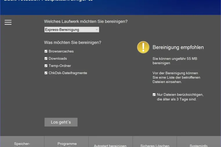 Bild: Neu: BackProtection Festplattenreiniger II