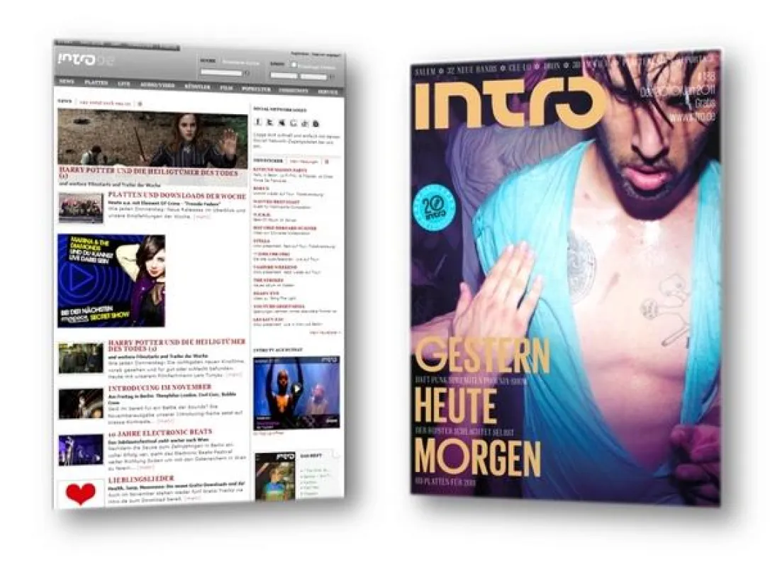 Publikationen des Intro Verlags: Die Intro-Website sowie das gleichnamige Printobjekt
