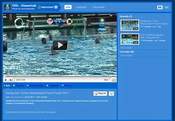 Bild: Wasserball-Highlight im Internet TV – Zusammenfassung des Pokal-Finales auf Youtube