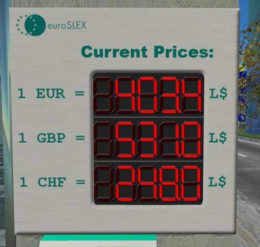 Aktuelle euroSLEX-Preistafel in Second Life (14.1.2008)