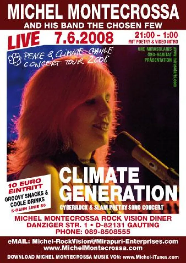 Konzertplakat von Michel Montecrossa's 'Climate Generation' Concert