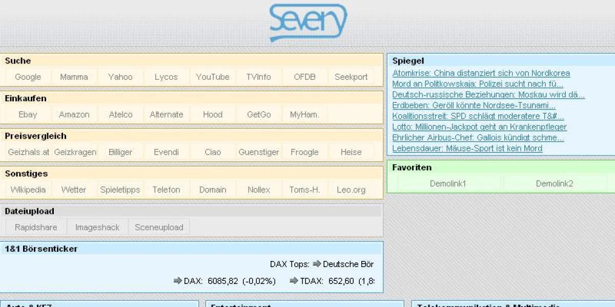 Severy.de Homepage