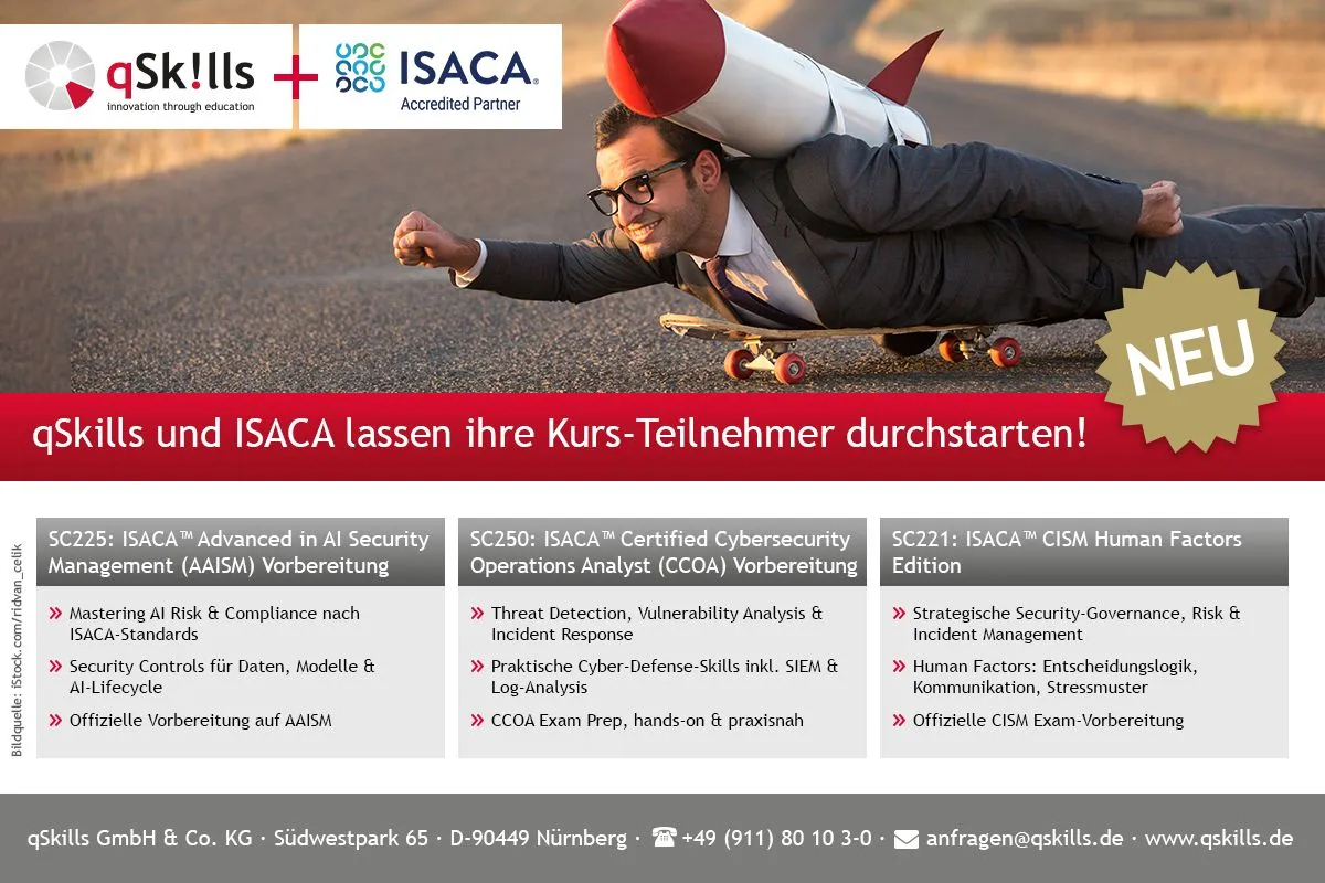 qSkills und ISACA lassen ihre Kurs-Teilnehmer durchstarten - mit 3 neuen Zertifikatslehrgängen (© qSkills GmbH & Co. KG)