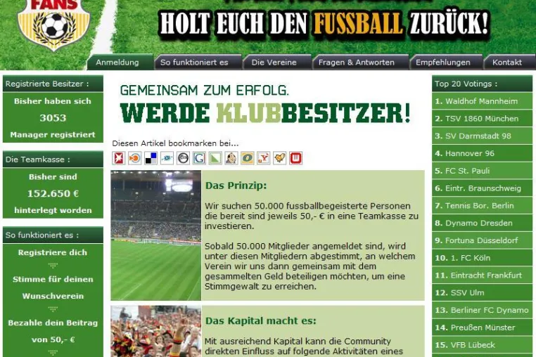Bild: Internetaktion Klub-der-Fans.de hat nun die 3.000er Mitgliedermarke überschritten