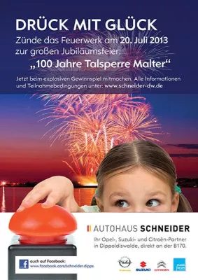 Bild: Autohaus Schneider Gewinnspiel zur Jubiläumsfeier „100 Jahre Talsperre Malter“