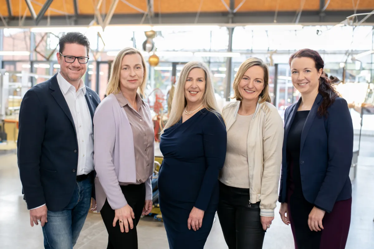 v.l.n.r. Torsten Panzer, Birgit Kidd, Monika John, Marion Ballier, Claudia Gips (© Martina van Kann)