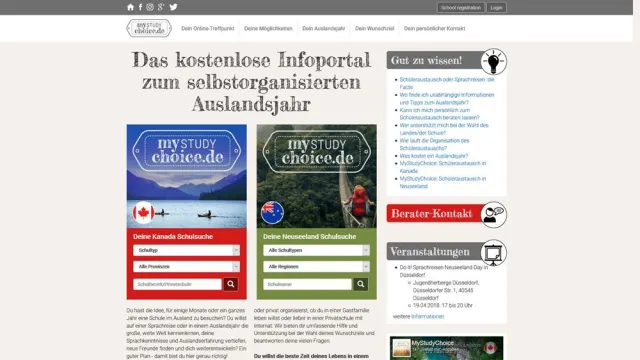 Bild: Infoportal MyStudyChoice für das selbstorganisierte Auslandsjahr in Kanada und Neuseeland