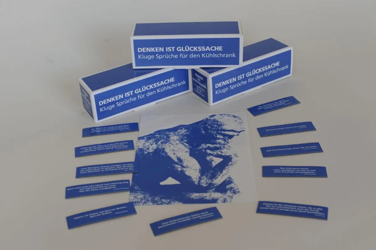 Kühlschrankmagnete mit Zitaten, Verpackung und Aufkleber