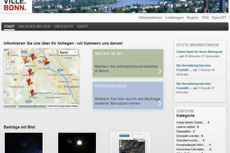 Bild: Stadt Bonn: Bürgeranliegen transparent melden und erledigen