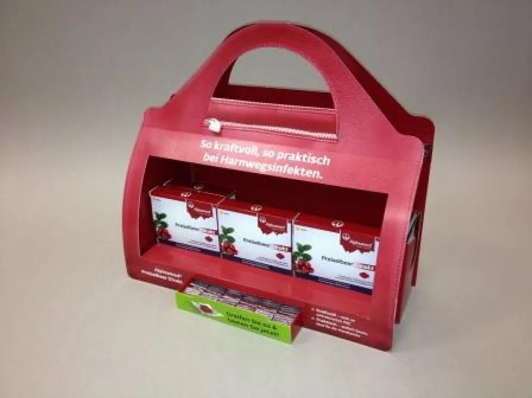 HÖHN-Thekendisplay in Handtaschenform