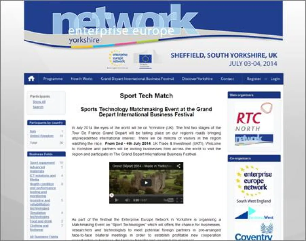 Kooperationsbörse des Enterprise Europe Network - Sport Tech Match, 03.-04.07.2014, Sheffield (UK)