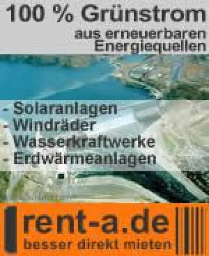 100 % Strom aus erneuerbarer Energiequellen für rent-a.de Bild: 100 % Strom aus erneuerbarer Energiequellen für rent-a.de