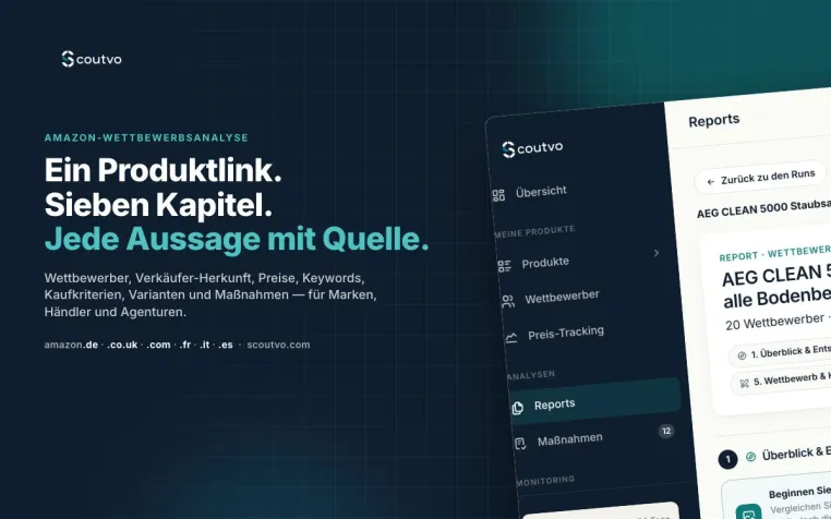 Bild: Scoutvo startet: Amazon-Wettbewerbsanalyse mit belegter Verkäufer-Herkunft aus einem Produktlink