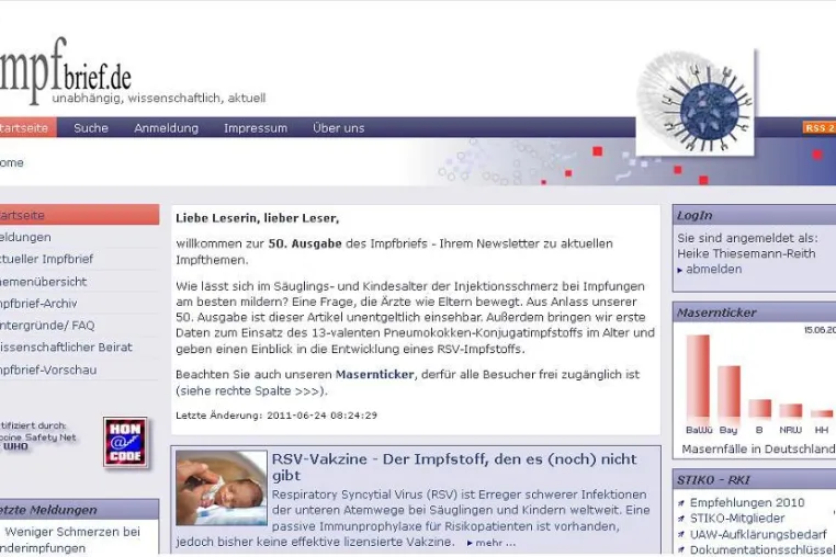 Bild: Weniger Schmerzen bei Impfungen. Free Download aus Anlass der 50. Ausgabe impfbrief.de