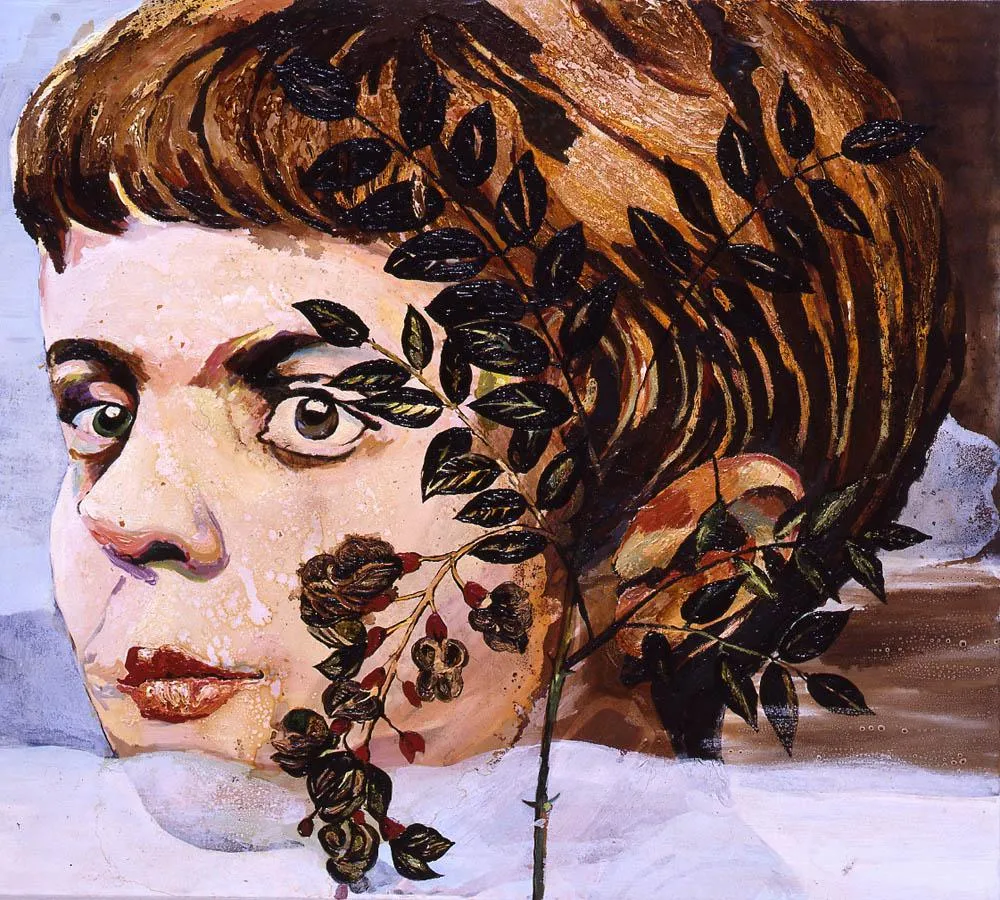 Cornelia Schleime I Junger Herbst II I 2006 I Acryl, Asphaltlack, Schellack, Leinen I 160 x 180 cm