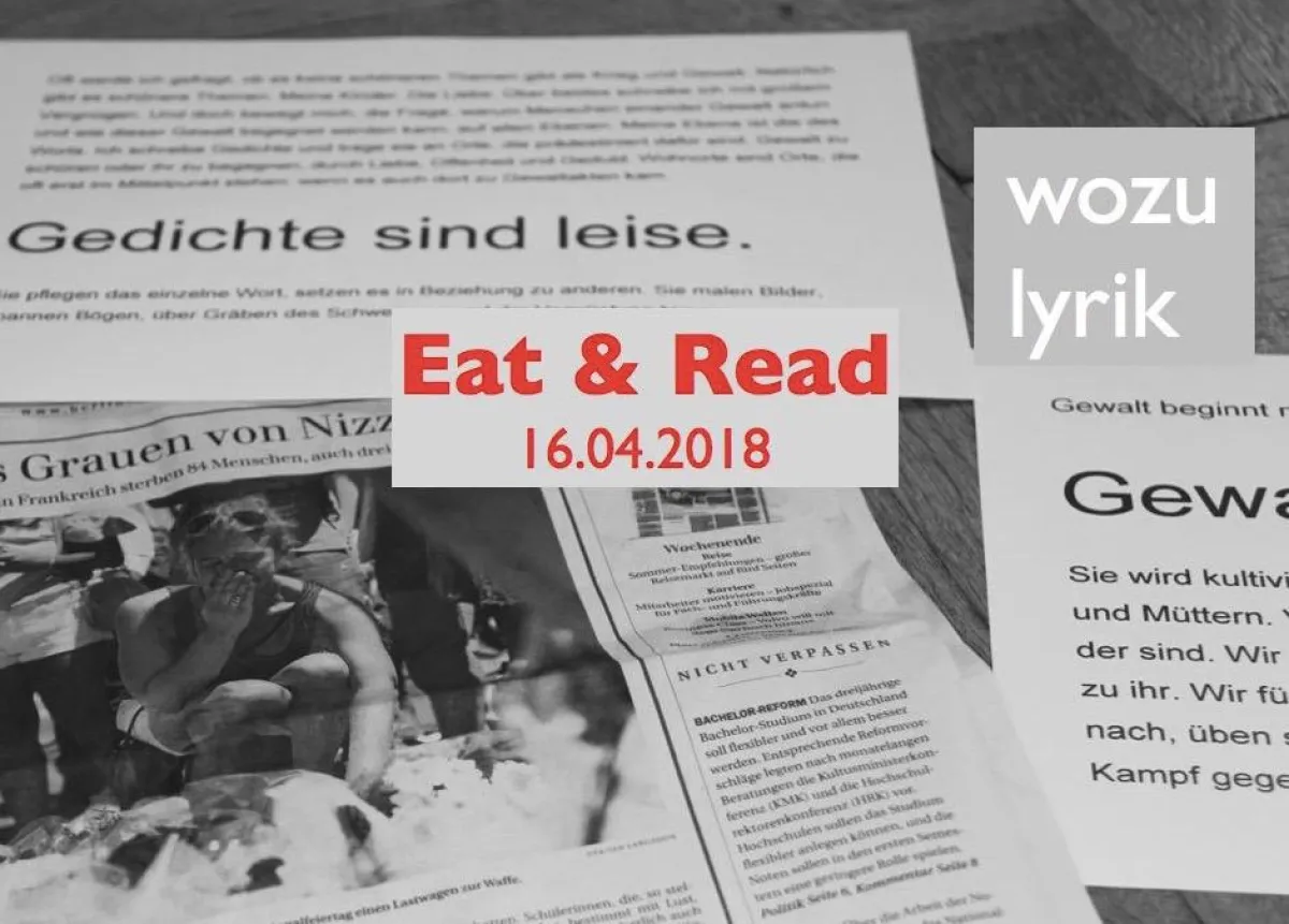 Eat & Read am 16.04.2018 wirbt für Lyrik