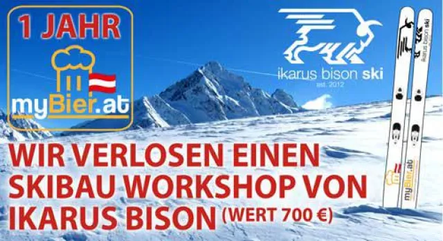 Bild: Ski-Bauer trifft Bier-Brauer - myBier.at feiert Jubiläum und verlost handgebaute Ski von Ikarus Bison