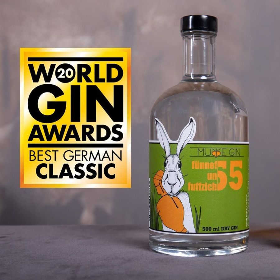 Murre Gin Fünnefunfuffzich als bester klassische Gin Deutschlands 2020 bei den World Gin Awards