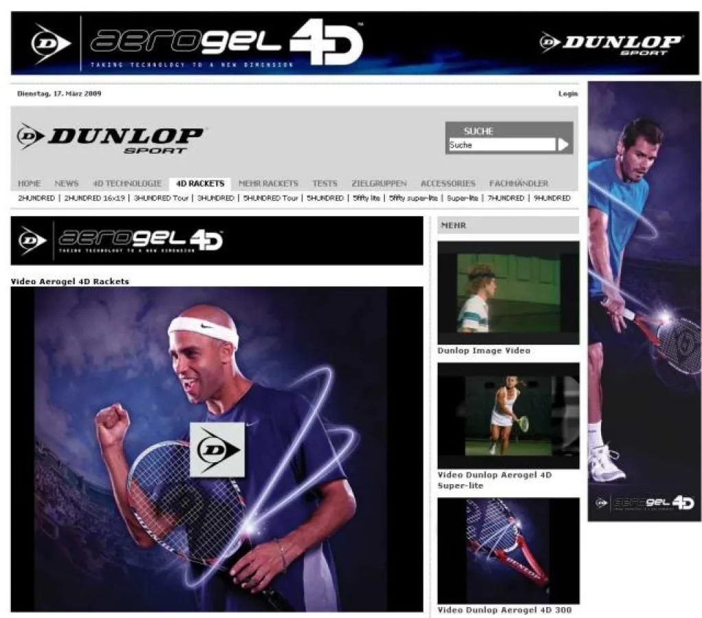 DUNLOP AEROGEL 4D - Videokanal für Tennisrackets