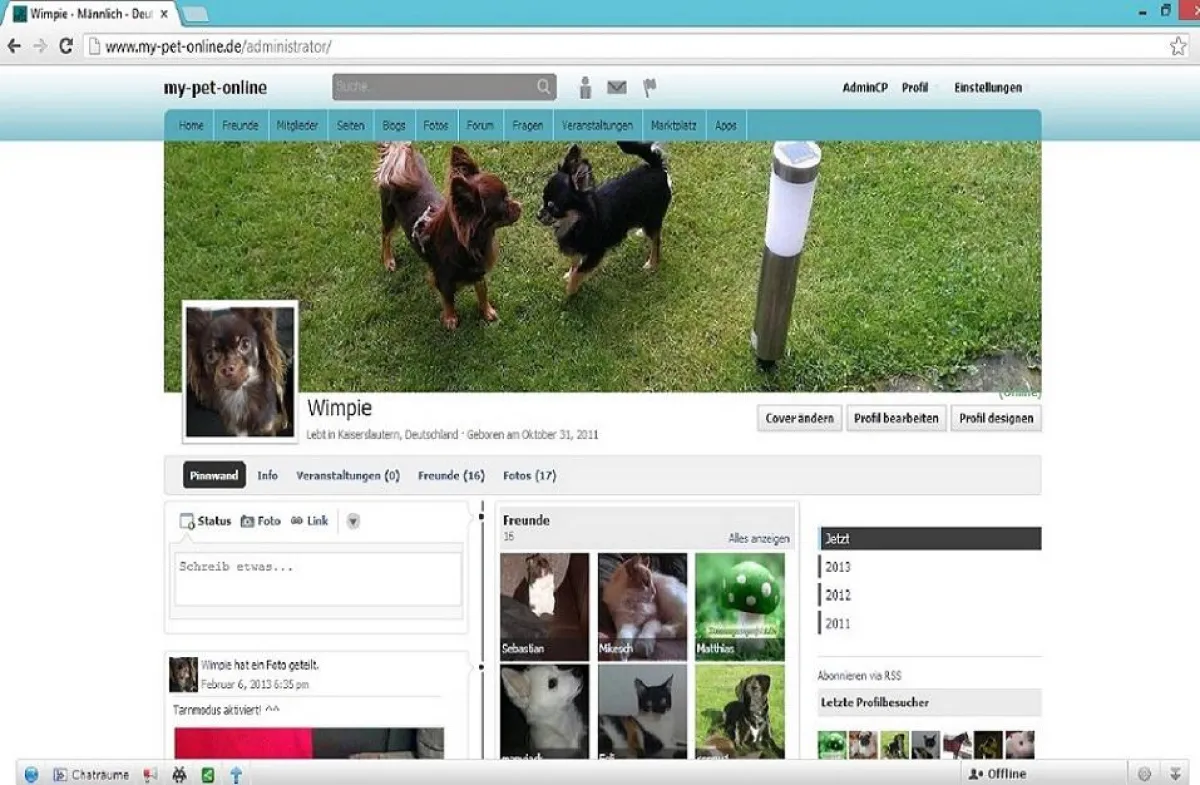 Profil von Wimpie bei my-pet-online.de (kurz: MPO)