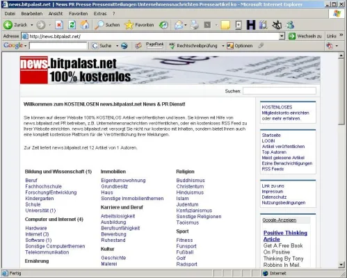 Bild: news.bitpalast.net erreicht in nur drei Monaten Google PageRank 4