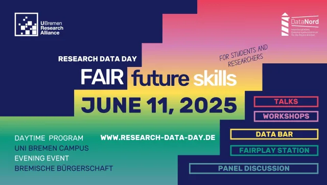 Tag der Forschungsdaten in Bremen: FAIR Future Skills für Forschende und Studierende Bild: Tag der Forschungsdaten in Bremen: FAIR Future Skills für Forschende und Studierende